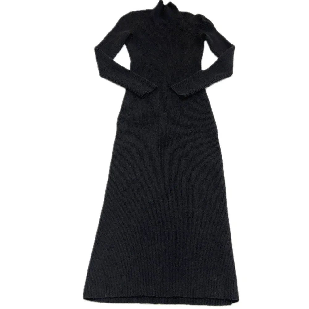 Abercrombie & Fitch Dress Womens XS Black Knit Ribbed Open‎ Back Maxi Minimalist